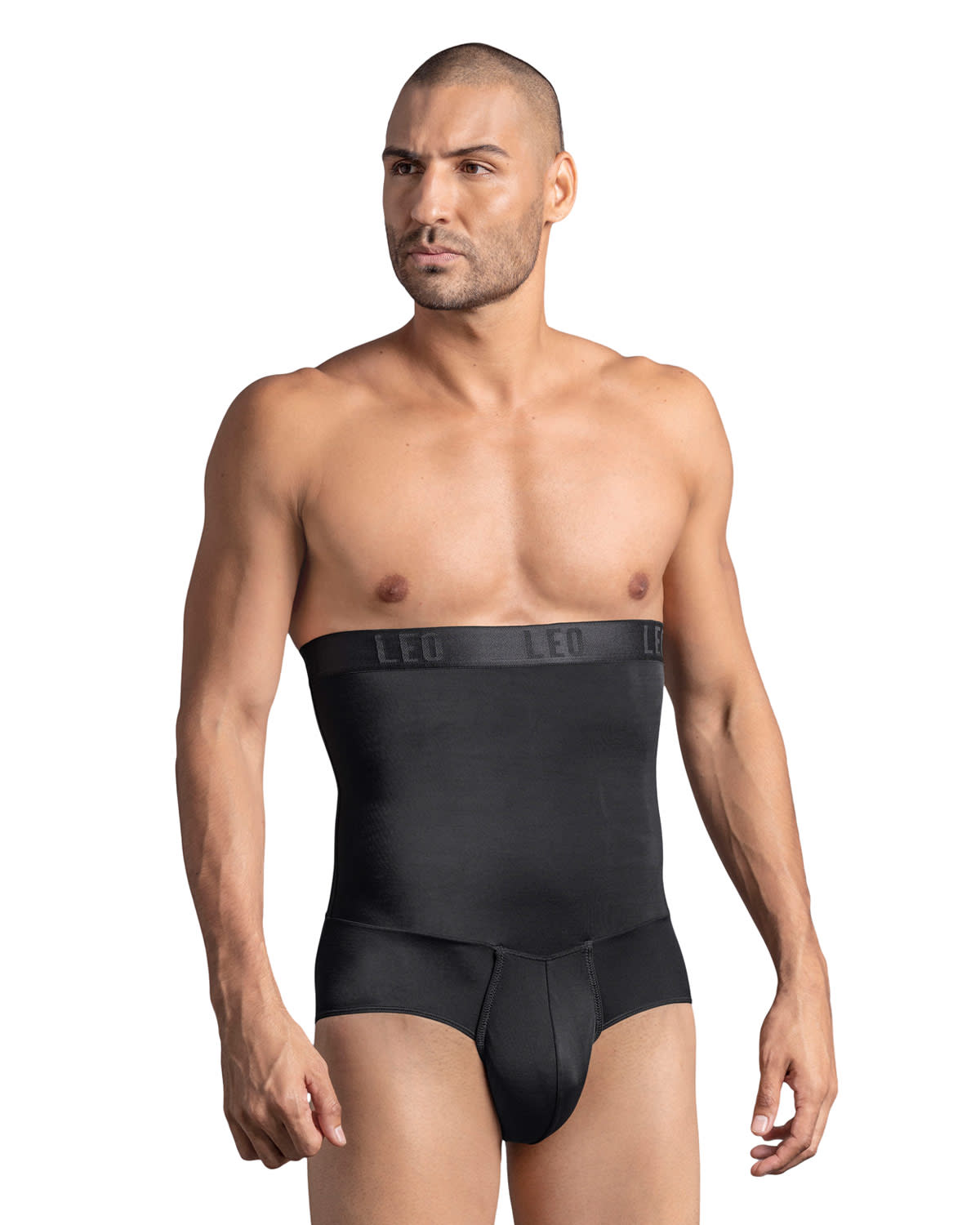 Calcinha Leo Masculina Cintura Extra Alta Modelagem Moderada Preta Tamanho Grande
