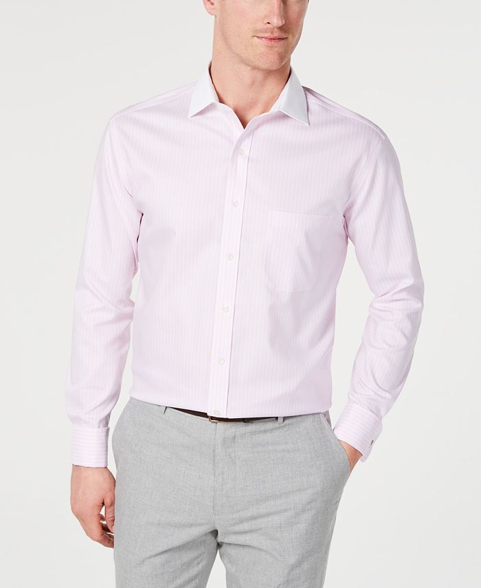 Camisa masculina Tasso Elba Regular Fit com botões frontais e punhos franceses, rosa, tamanho GG