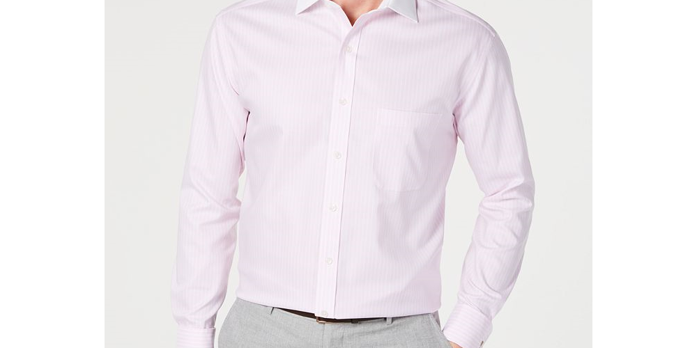 Camisa masculina Tasso Elba Regular Fit com botões frontais e punhos franceses, rosa, tamanho GG
