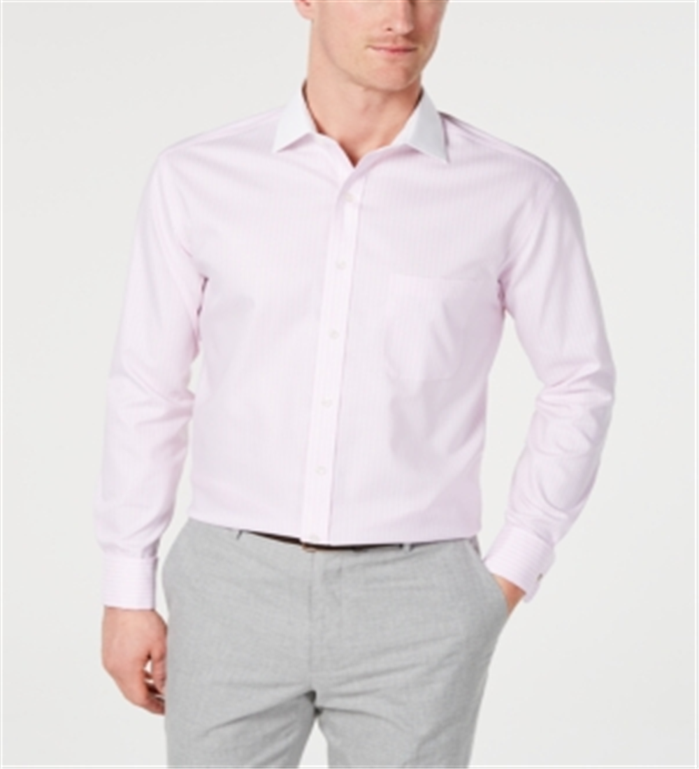 Camisa masculina Tasso Elba Regular Fit com botões frontais e punhos franceses, rosa, tamanho GG