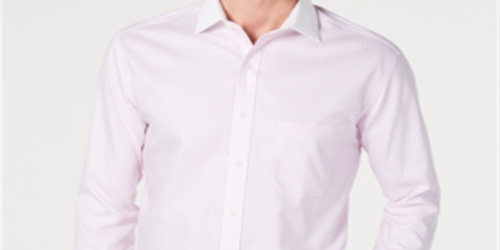 Camisa masculina Tasso Elba Regular Fit com botões frontais e punhos franceses, rosa, tamanho GG