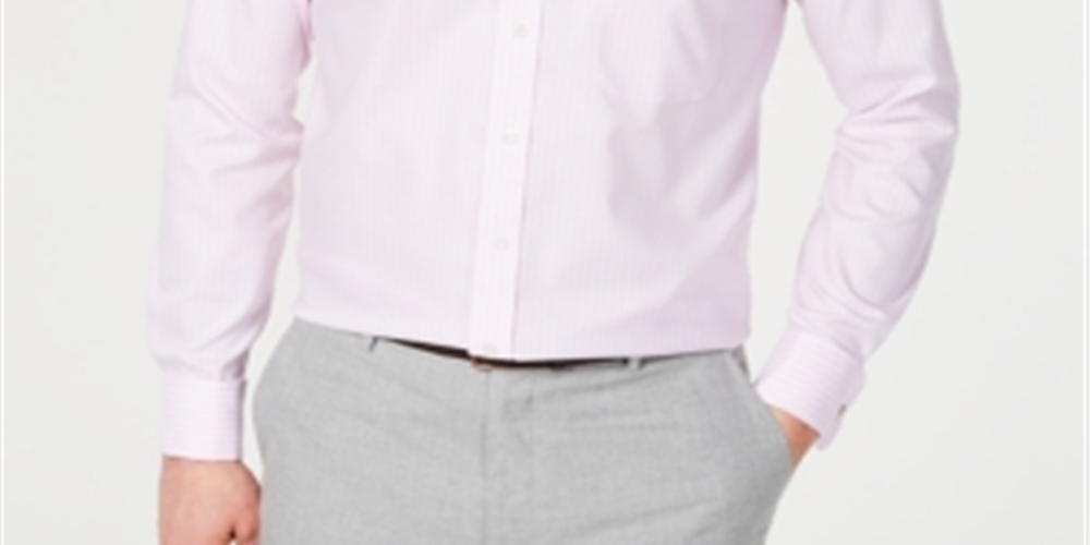 Camisa masculina Tasso Elba Regular Fit com botões frontais e punhos franceses, rosa, tamanho GG