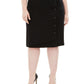 Saia de malha ponte com detalhe de botão Kasper feminina, preta, tamanho 16