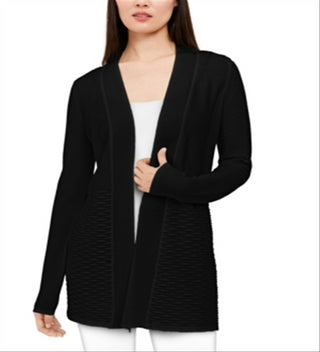 Cardigan feminino Alfani com manga comprida e abertura, preto, tamanho X-G