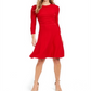 Vestido suéter feminino Jessica Howard com punho canelado e botões, vermelho, tamanho GG