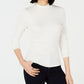 Blusa feminina Bar III com gola falsa canelada, branca, tamanho G