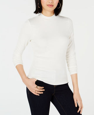 Blusa feminina Bar III com gola falsa canelada, branca, tamanho G