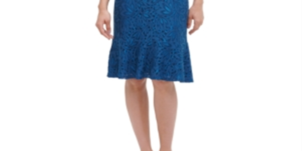 Vestido midi com babados e renda Kensie feminino, azul, tamanho 16