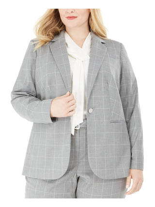 Terno blazer Calvin Klein feminino plus one com botões cinza, tamanho 14W