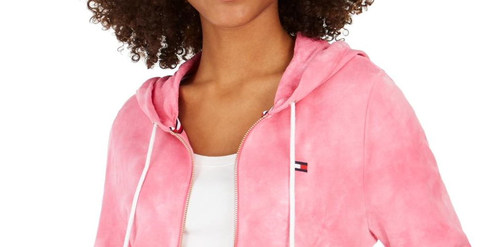Moletom com capuz feminino Tommy Hilfiger rosa tamanho pequeno