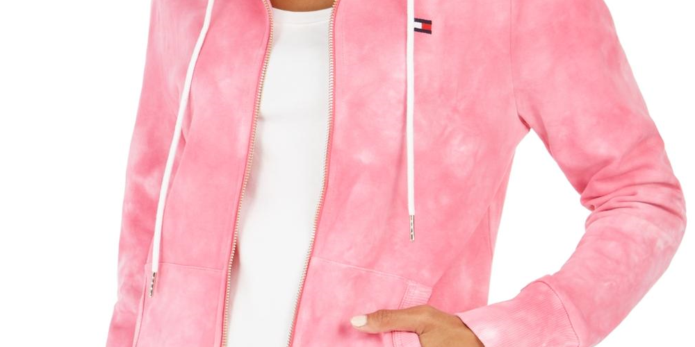 Moletom com capuz feminino Tommy Hilfiger rosa tamanho pequeno