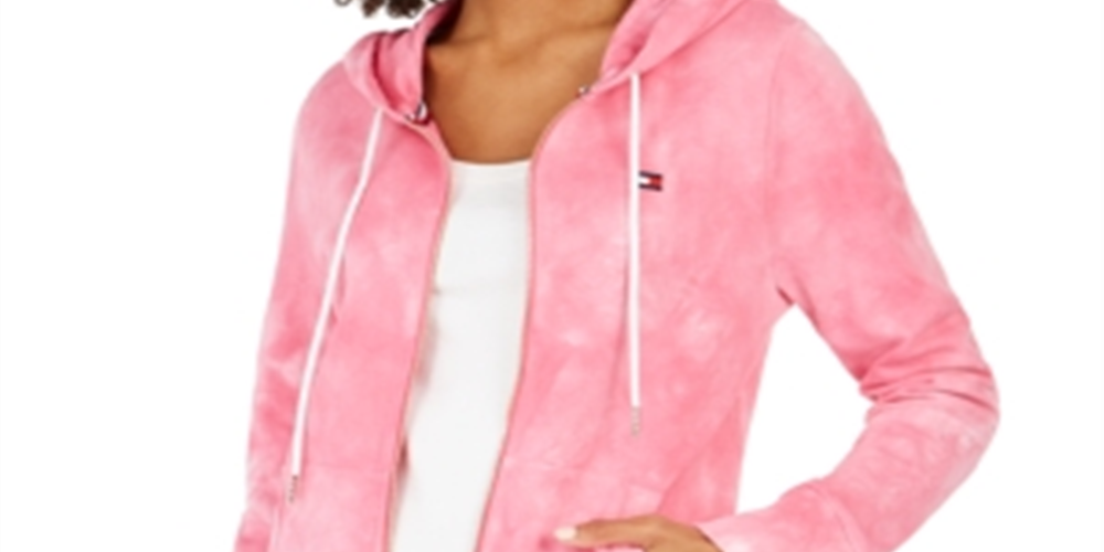 Moletom com capuz feminino Tommy Hilfiger rosa tamanho pequeno