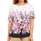 Karen Scott Blusa feminina com estampa floral e decote canoa, preta, tamanho pequeno