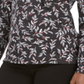 Karen Scott Blusa Feminina Estampada Wheat Fields Gola Mock Preta Tamanho Pequeno Médio