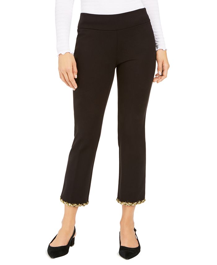 Calça Alfani Feminina com Bainha Metálica Preta Tamanho 10 Petite