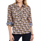 Tommy Hilfiger Blusa feminina com estampa de gola alta e zíper, preta, tamanho GG