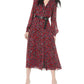 Vestido MIDI com cinto estampado feminino Michael Kors, vermelho, tamanho pequeno