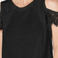 Blusa feminina INC International Concepts com ombros descobertos e mistura de linho e renda, preta, tamanho X-S