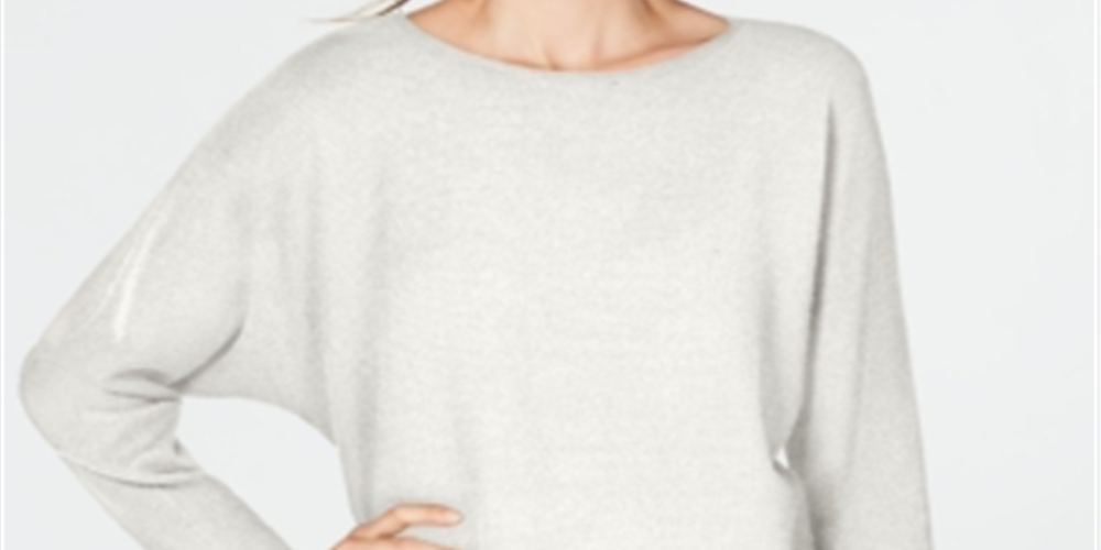 Suéter feminino com mangas dolman e gola joia da INC International Concepts, branco, tamanho pequeno