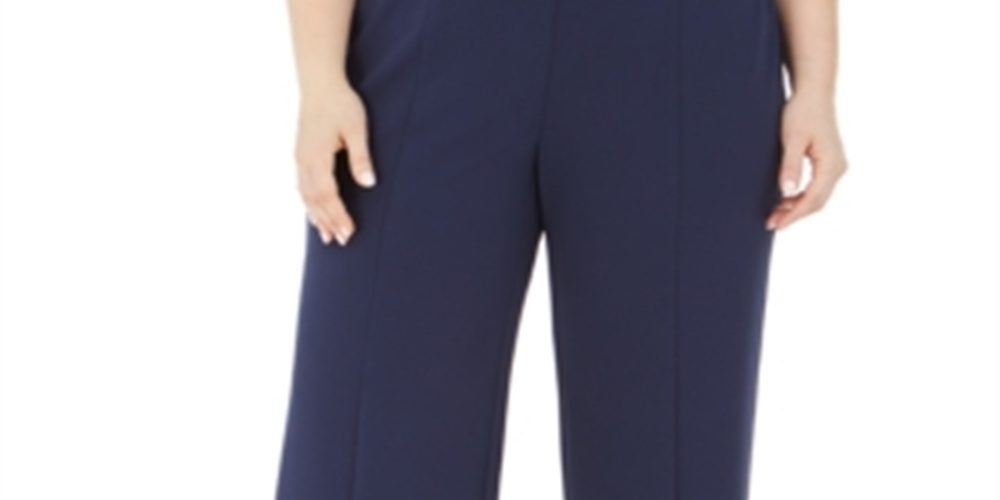 Calça de praia feminina JM Collection azul tamanho pequeno pequeno