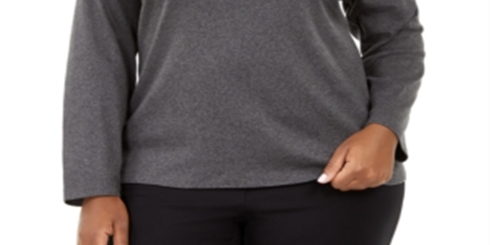 Camiseta feminina Karen Scott Plus Cotton com estampa de árvore, cinza, tamanho 0X