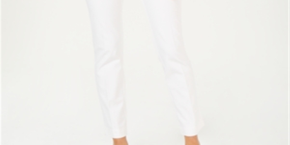 Calça feminina Charter Club Solid Newport Slim Leg Branca Tamanho 4 Petite