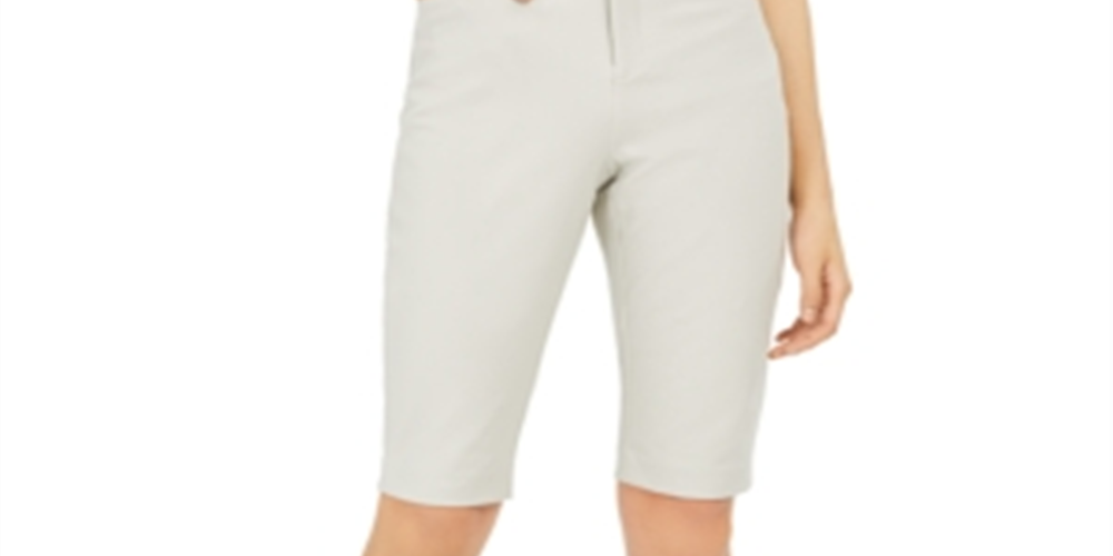Bermuda feminina justa com cinto INC International Concepts, marrom, tamanho 4