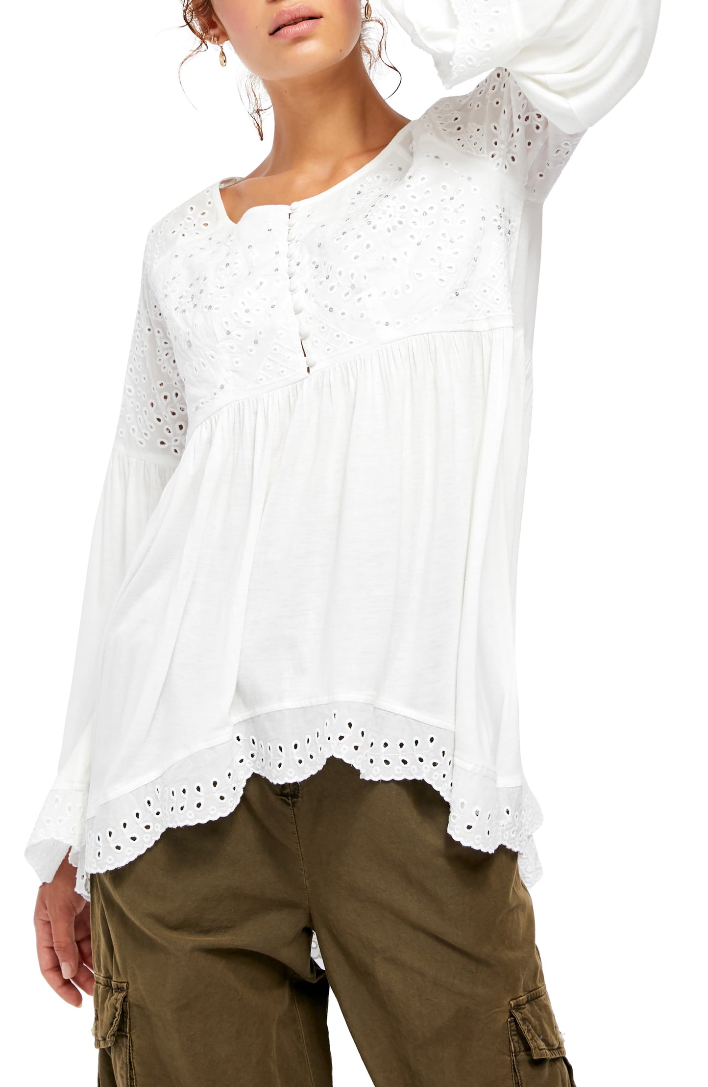 Top Sea of ​​Love Feminino Free People Branco Tamanho Grande