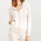 Jaqueta ativa com capuz listrada feminina Calvin Klein, branca, tamanho pequeno