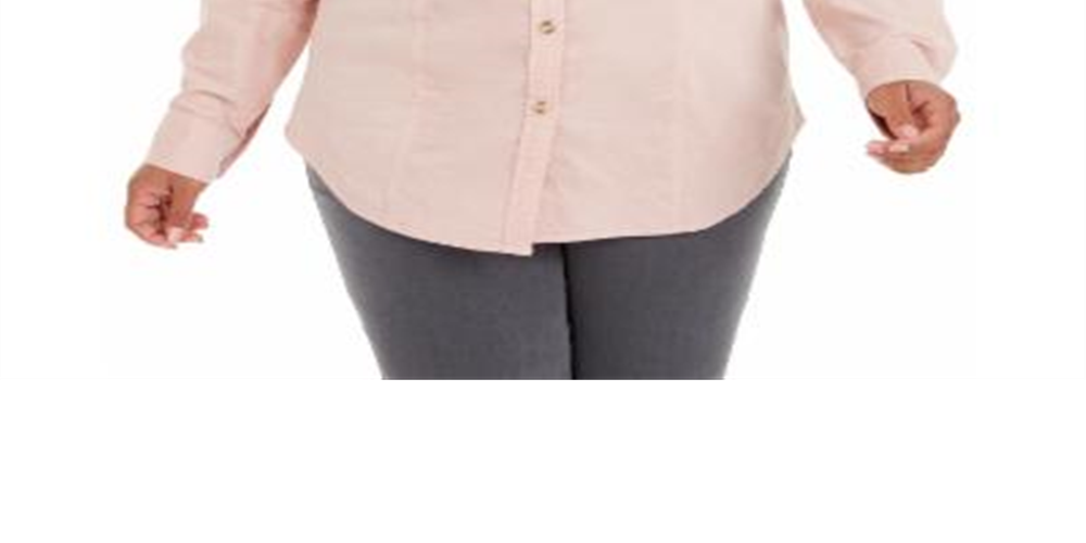 Camisa feminina Charter Club Ballet Ribbon Algodão Veludo Cotelê Rosa Tamanho 2X