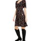 Vestido American Rag Junior com estampa franzida e mangas franzidas, preto, tamanho grande