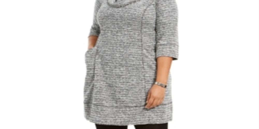 Robbie Bee Vestido curto de malha plus size feminino cinza tamanho 1X