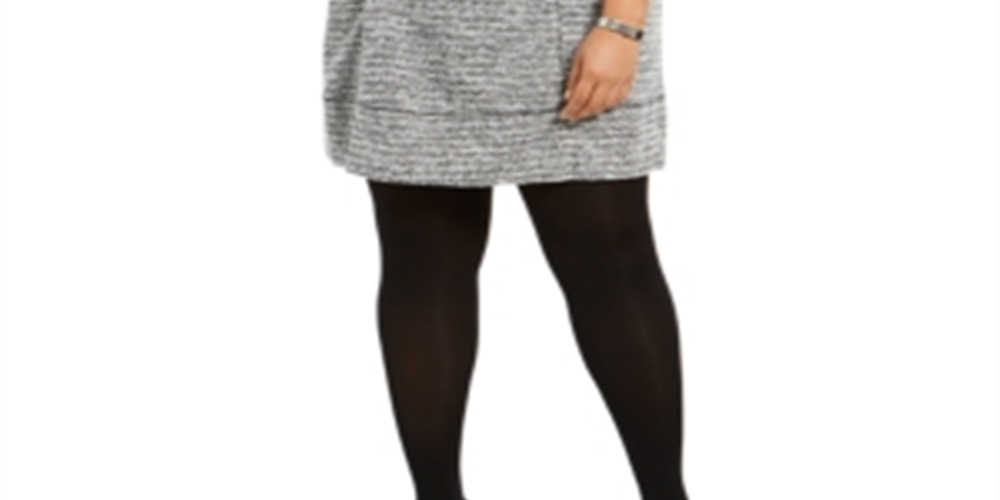 Robbie Bee Vestido curto de malha plus size feminino cinza tamanho 1X