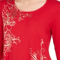 Top estampado feminino JM Collection com decote redondo, vermelho, tamanho pequeno P