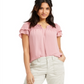 Blusa feminina estilo &amp; co com mangas bufantes e franzidas, rosa, tamanho grande