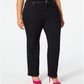 Calça jeans feminina com controle de barriga e perna reta da INC International Concepts, preta, tamanho 18W