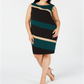 Vestido feminino sem mangas com decote em joia e comprimento até o joelho, estilo tubinho, para usar no trabalho, verde, tamanho 24W