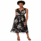 Vestido de festa feminino Ralph Lauren, sem mangas, floral, decote em V, midi, preto, tamanho 14, pequeno