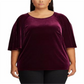 Camiseta Ralph Lauren Feminina Plus Velvet Manga Flutter Vinho Tamanho 2X