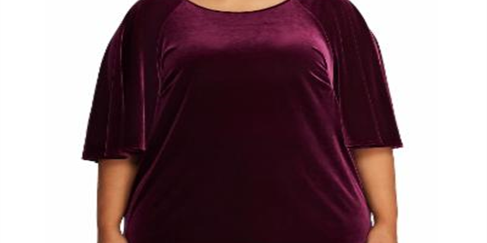 Camiseta Ralph Lauren Feminina Plus Velvet Manga Flutter Vinho Tamanho 2X