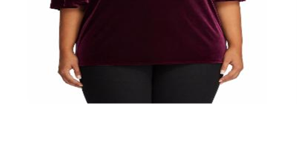Camiseta Ralph Lauren Feminina Plus Velvet Manga Flutter Vinho Tamanho 2X