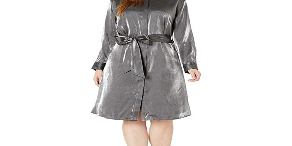 Vestido-camisa de cetim plus size Ralph Lauren feminino cinza, tamanho 18W