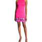 Vestido Halter SHO Feminino com Bainha de Lantejoulas em Crepe Rosa Tamanho XS