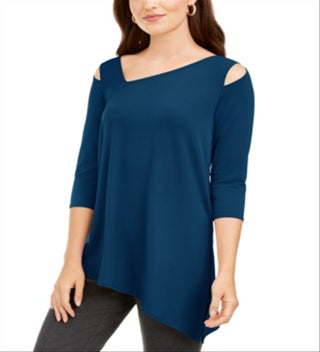Blusa assimétrica ombro a ombro Alfani azul tamanho P