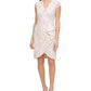 Bodycon de renda feminino Vince Camuto com mangas curtas e decote em V recortado, branco, tamanho 6
