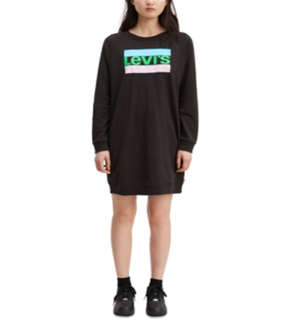 Vestido de moletom feminino Levi's Crew, preto, tamanho pequeno