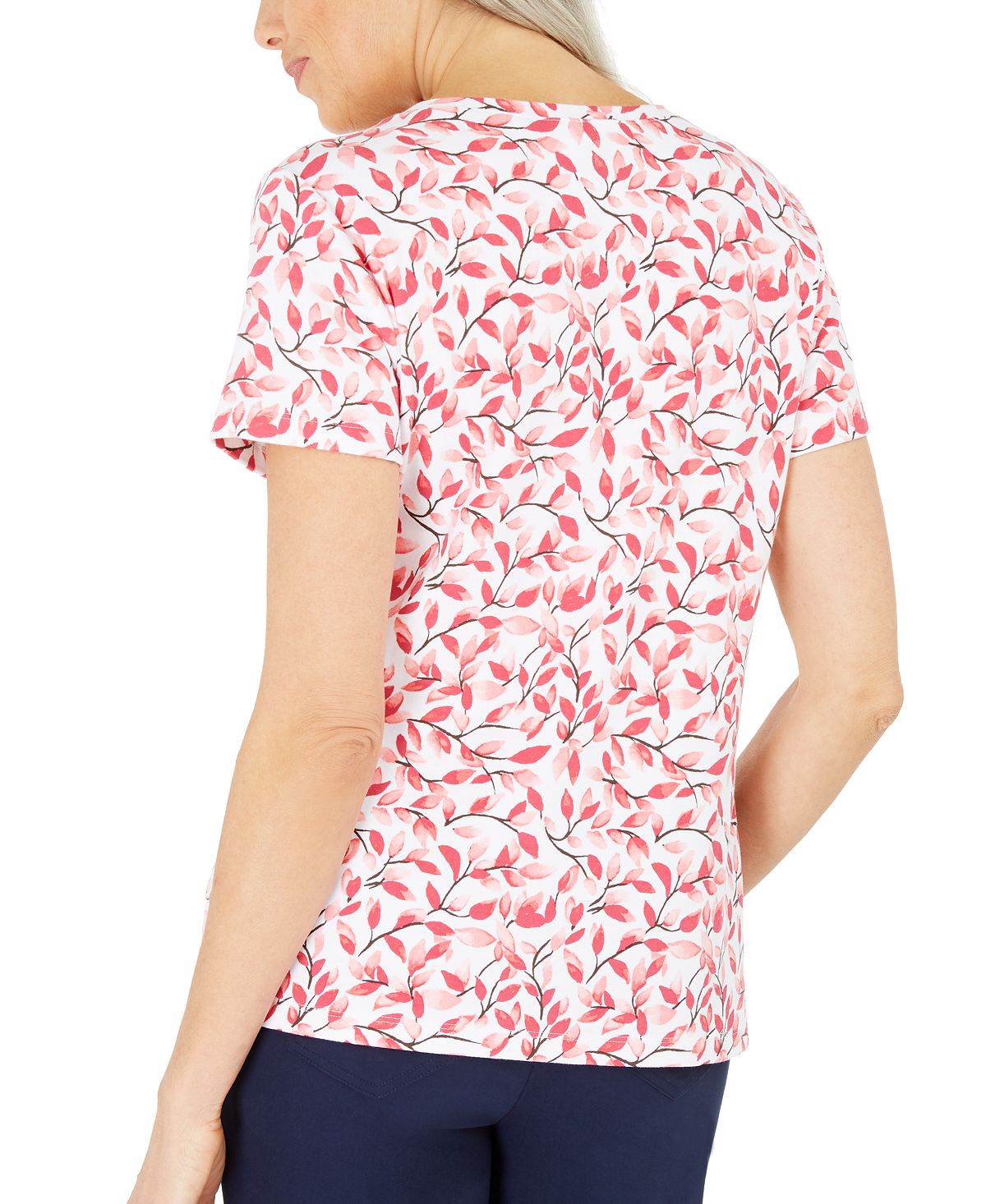 Karen Scott Top Henley Estampado Feminino Laranja Tamanho XS