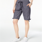 Bermuda cargo feminina Tommy Hilfiger, casual, enrolada, conversível, cinza, tamanho médio