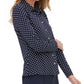 Camisa feminina Tommy Hilfiger com botões e bolinhas, azul, tamanho pequeno