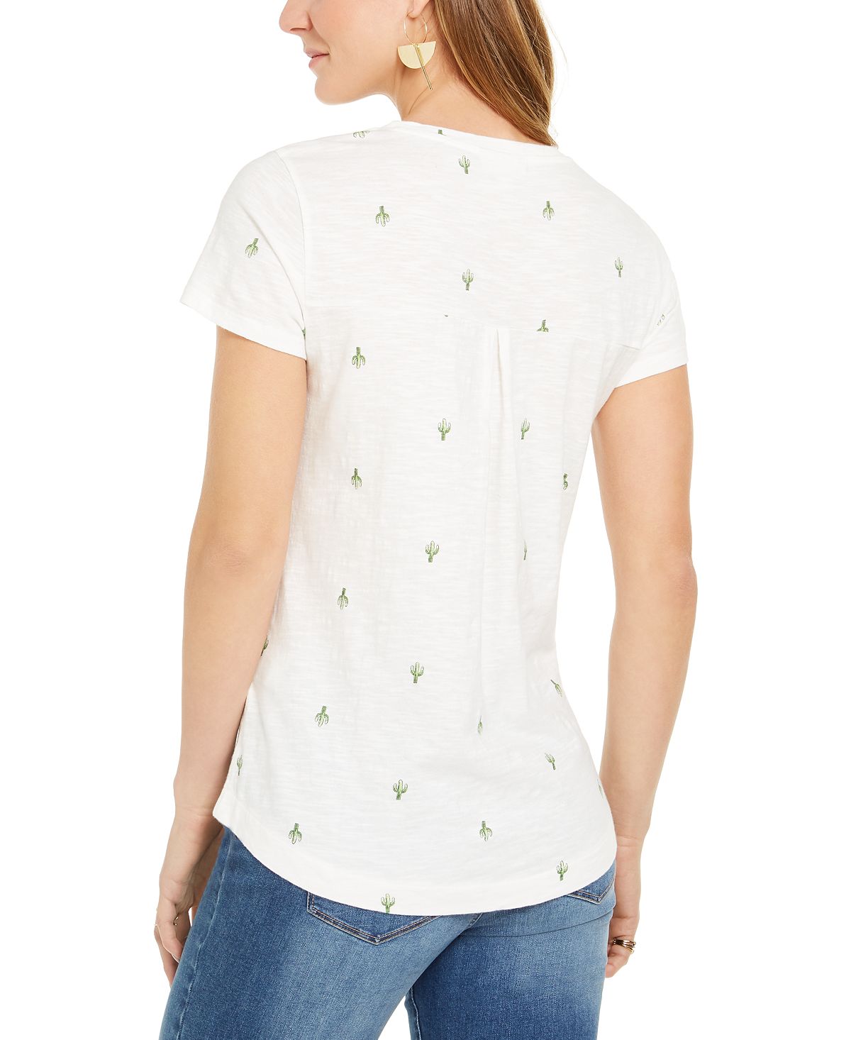Camiseta feminina estampada com decote redondo, tamanho grande, branca, estilo &amp; co